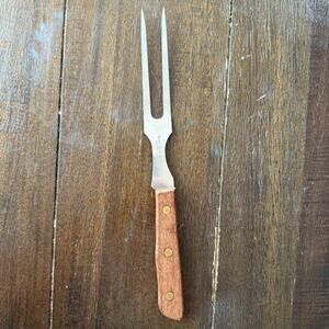 Vintage Emperor Steel Carving Fork Stainless & Brown Wood Handle